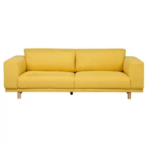 3 Seater Fabric Sofa Yellow NIVALA