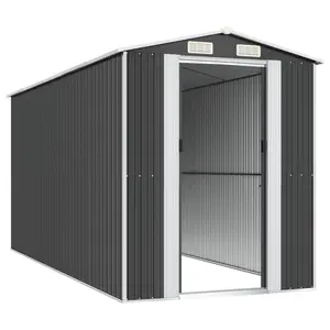 6 ft. W x 14 ft. D Galvanized Steel Apex Garden Shed Anthracite