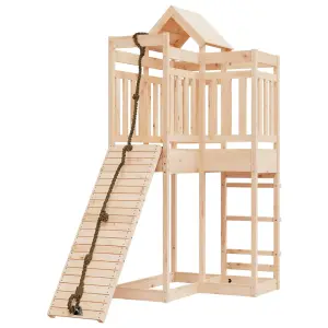 Berkfield Playhouse with Climbing Wall Solid Wood Pine