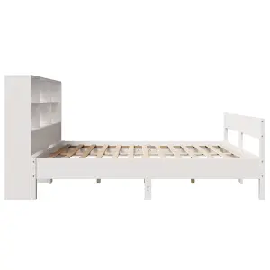 Berkfield Bookcase Bed without Mattress White 150x200 cm King Size Solid Wood Pine