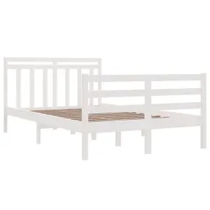 Berkfield Bed Frame White Solid Wood 120x200 cm