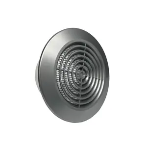 AirTech-UK Internal Ventilation Round Satin Silver Grille 100mm / Dia 4" - Easy Disassembly, Insect Screen, Nylon Mesh