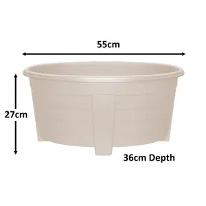 simpa 2PC Taupe Grosvenor Oval Plastic Planters - 55cm