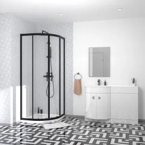 Nes Home Elton Matte Black Quadrant 800mm Shower Enclosure & Left Hand Vanity Combination Unit