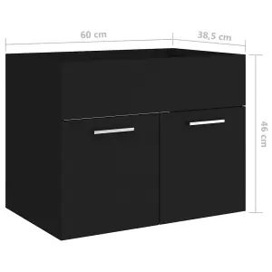 Berkfield Sink Cabinet Black 60x38.5x46 cm Engineered Wood