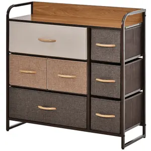 HOMCOM 7-Drawer Dresser, Fabric Chest of Drawers, Storage Organizer Steel Frame