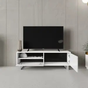 TV Unit 120cm Sideboard Cabinet Cupboard TV Stand Living Room High Gloss Doors - White