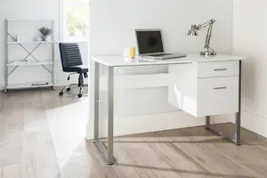 Cabrini Desk with 2 Drawers White