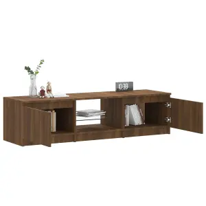 Berkfield TV Cabinet with LED Lights Brown Oak 140x40x35.5 cm