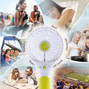 Geepas Rechargeable Mini Fan Personal Portable Fan with 3 Speed Options, Green