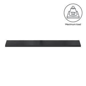 GoodHome Rigga Satin black Rectangular Floating shelf (L)80cm x (D)19cm