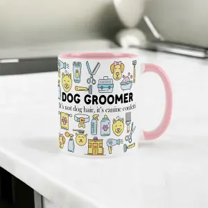 Dog Groomer Mug - Humorous Pets Groomer/Hairdresser Trades Funny Novelty Gift - Tea/Coffee Hot Drinks Pink Ceramic Cup Present