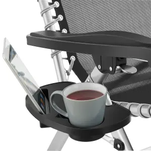 Sun Lounger Cloud - folding, adjustable backrest and footrest - light grey