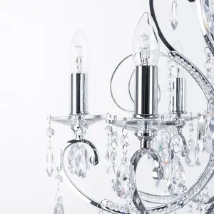 Luminosa Classic Chandeliers Chrome 6 Light  with Crystal Shade, E14