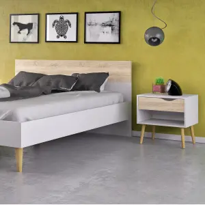 Oslo Euro Double Bed (140 x 200) in White and Oak