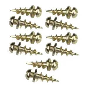 Bear Claw Picture Hanging Screws Gold Plasterboard Hanger for Frames & Mirrors 25mm (Pack of 10)