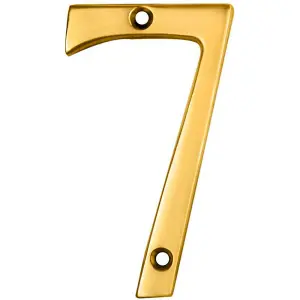 Polished Brass Door Number 7 75mm Height 4mm Depth House Numeral Plaque