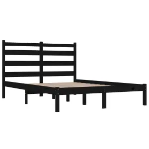 Berkfield Bed Frame Black Solid Wood Pine 140x200 cm