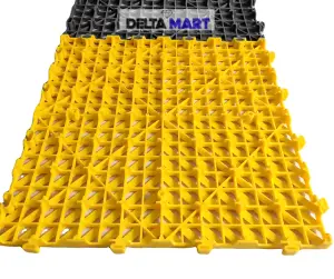 Heavy duty  PVC Interlocking Vented Garage Mat  Yellow Dimensions 40cm x 40cm x 2cm