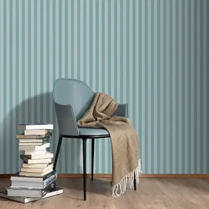 Abode Heritage Stripe Duck Egg Thin Lines Striped Wallpaper