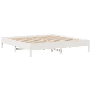 Berkfield Bed Frame without Mattress White 200x200 cm Solid Wood Pine