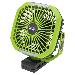 Sealey 4-Speed Portable Clip Fan with Worklight 8" Multiple Speeds Rechargeable