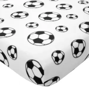 Catherine Lansfield Cosy Football Fleece Fitted Sheet White