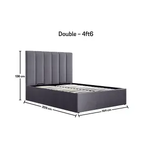 Linea Grey Upholstered Ottoman - Double Bed Frame Only