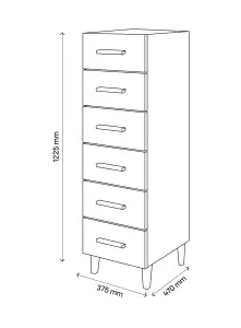 Atomia Freestanding White oak effect 6 Drawer Chest of drawers (H)1225mm (W)375mm (D)450mm