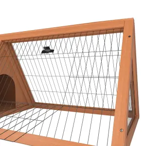 Pet Vida Triangle Wooden Pet Hutch, Guinea Pig, Bunny, Chicken Run Cage, 50 x 98 x 41