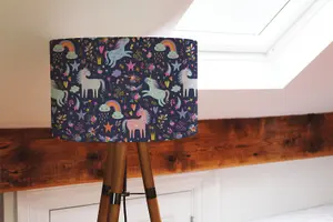 unicorns on navy (Ceiling & Lamp Shade) / 45cm x 26cm / Ceiling Shade