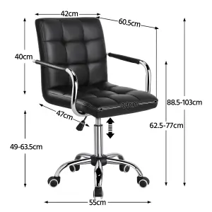 Yaheetech PU Leather Modern Office Chair with Armrests - Black