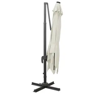 Berkfield Cantilever Umbrella with Pole and LED Lights Sand 300 cm