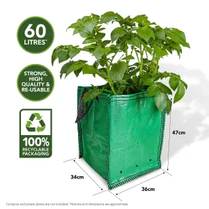 10 Potato Planter Bags suitable for growing all Vegetables all year round 18"x12"x12" - By Jamieson Brothers