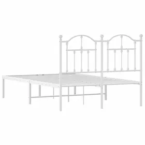 Berkfield Metal Bed Frame with Headboard White 120x200 cm