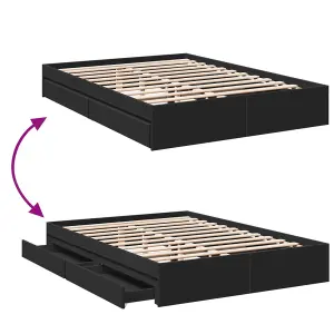 Berkfield Bed Frame with Drawers without Mattress Black 160x200 cm