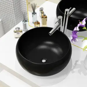 Belfry Bathroom Revere 400mm W Ceramic Circular Sink Black