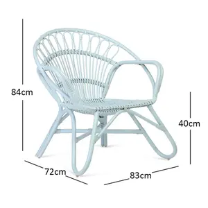 Nordic Indoor Rattan Chair in Blue (H)84cm x (W)83cm x (D)72cm