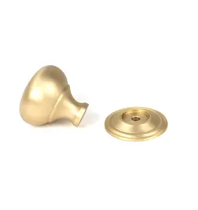 Satin Brass Mushroom Cabinet Knob 32mm