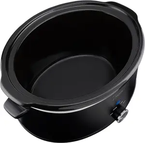 Black Stainless Steel Slow Cooker Removable Ceramic Pot Bowl Keep Warm 6.5L