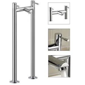 Nes Home Blossom Modern Floor Mounted Freestanding Chrome Bath Filler Tap