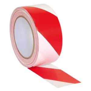 Sealey Hazard Warning Tape 50mm x 33m Red White Adhesive PVC Film HWTRW