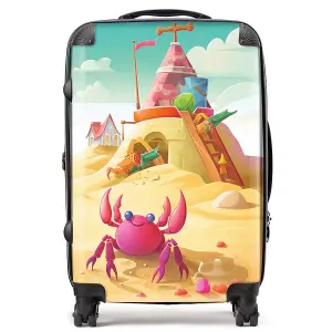 Pink Crab On A Beach Holiday Suitcase - Medium