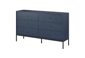 Elegant Mono Chest of Drawers H900mm W1540mm D390mm in Navy - Versatile Storage with Modern Flair