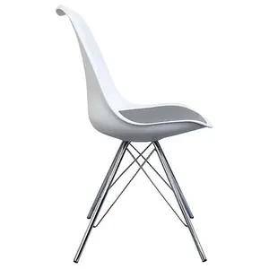 Soho White and Dark Grey Plastic Dining Chair with Chrome Metal Legs