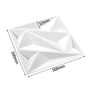 12 Pack White Square 3D Diamond Design PVC Wall Panels Home Wall Decorative Tiles 50cm x 50cm, 3m² Pack