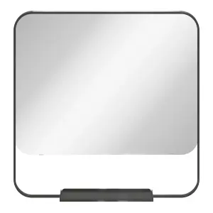 GoodHome Maza Matt Black Square Wall-mounted Bathroom Mirror (H)60.5cm (W)60.5cm