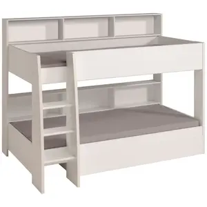 Benji European Single (90 x 200cm) Standard Bunk Bed with Shelves White/Oak