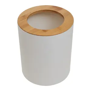 Bamboo Open Waste Bin White