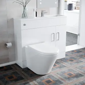 Nes Home James 1000mm White Slimline Vanity Basin, WC Unit & BTW Rimless Toilet